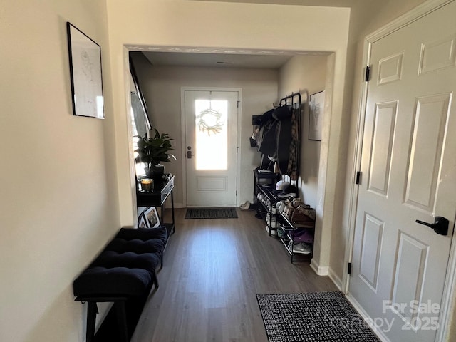 interior space with dark wood finished floors