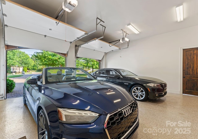 garage with a garage door opener