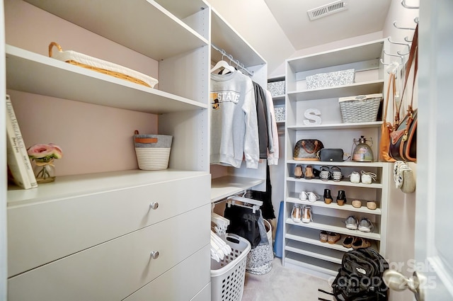 spacious closet with visible vents