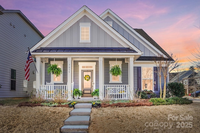 view of front of property with a porch and board and batten siding