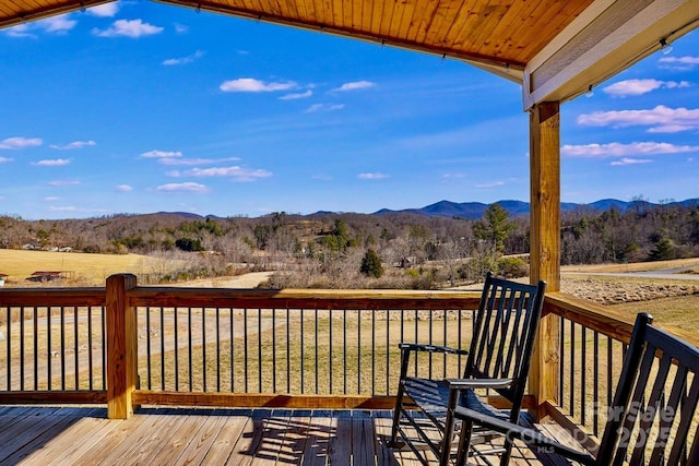 deck with a mountain view