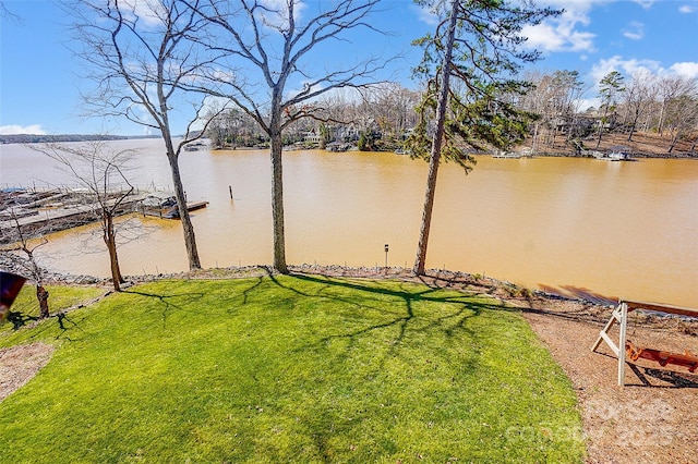 view of yard featuring a water view