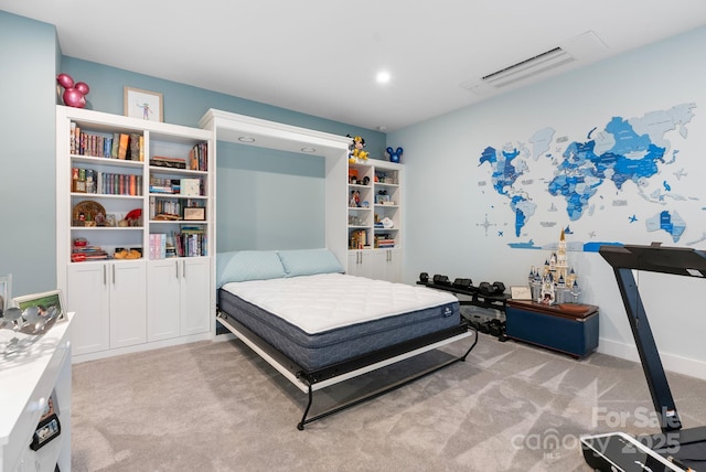 carpeted bedroom with visible vents