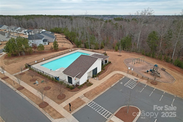 aerial view with a forest view