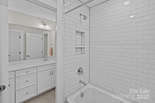 bathroom with vanity and shower / bathtub combination