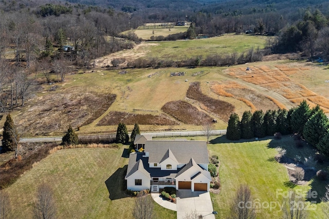 aerial view with a rural view