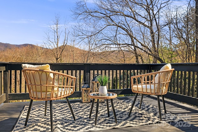 deck featuring a mountain view