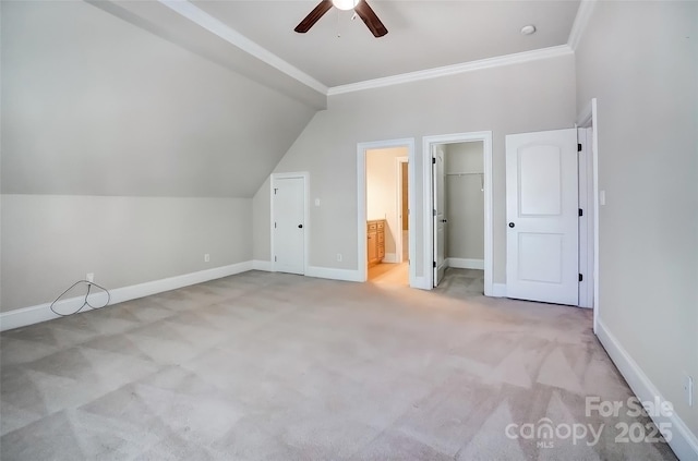 6548 Robin Hollow Dr, Mint Hill, NC 28227 - additional living space featuring vaulted ceiling, light carpet, baseboards, and ceiling fan