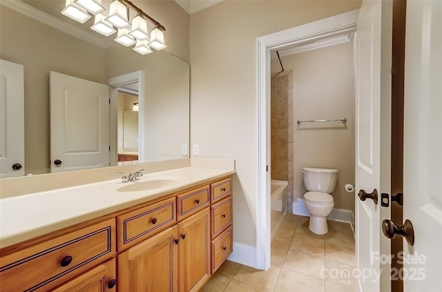 6548 Robin Hollow Dr, Mint Hill, NC 28227 - full bathroom featuring tile patterned flooring, baseboards, washtub / shower combination, toilet, and vanity