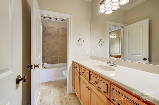 6548 Robin Hollow Dr, Mint Hill, NC 28227 - bathroom featuring tile patterned flooring, toilet, vanity, and bathing tub / shower combination