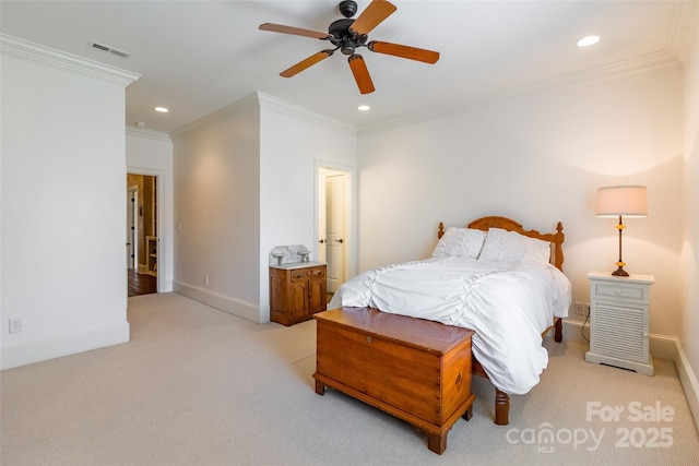 bedroom with recessed lighting and baseboards