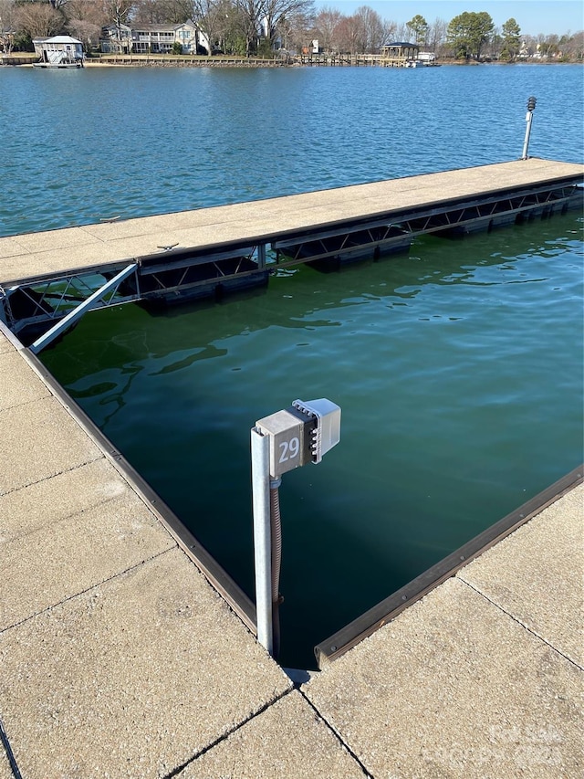 view of dock featuring a water view