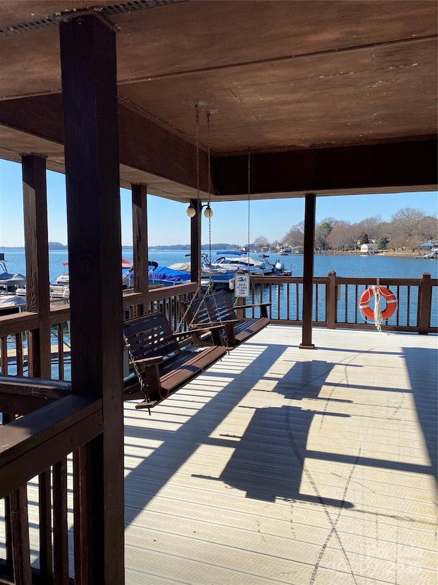 dock area featuring a water view