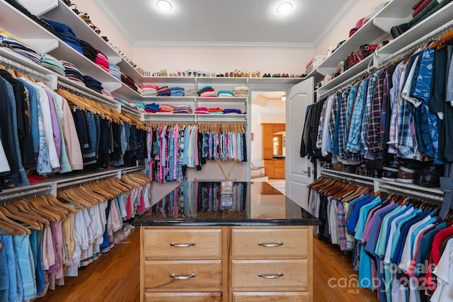 spacious closet featuring wood finished floors