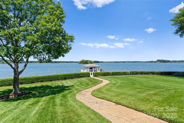 water view featuring a dock