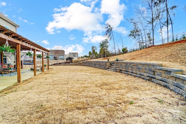 view of yard with a patio area and fence