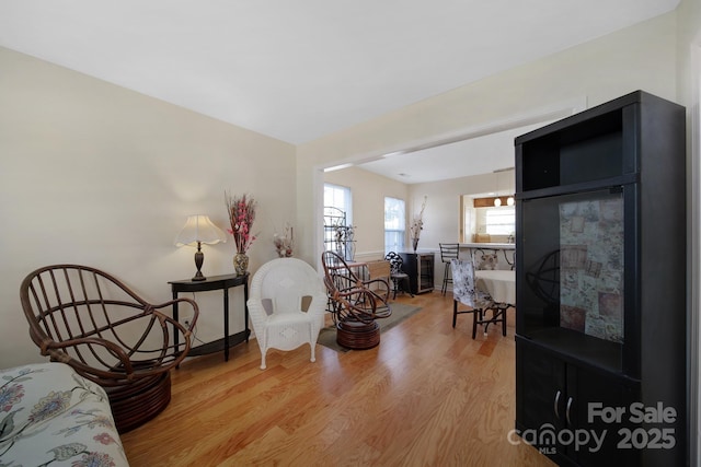 living area with light wood-type flooring