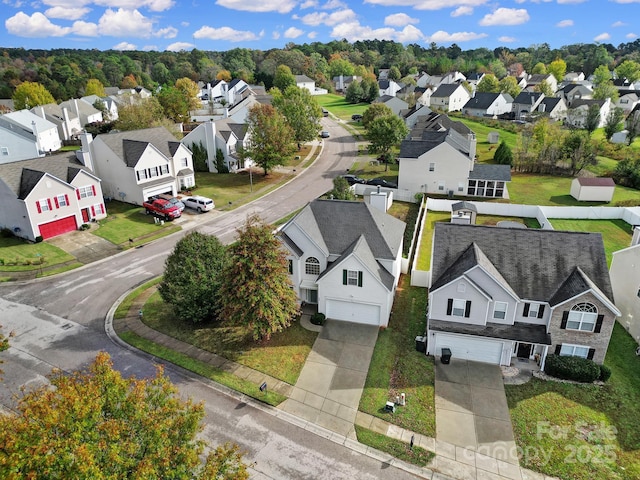 birds eye view of property with a residential view