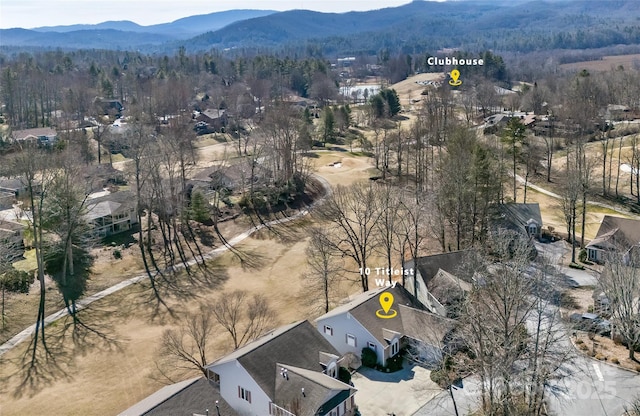 aerial view featuring a mountain view