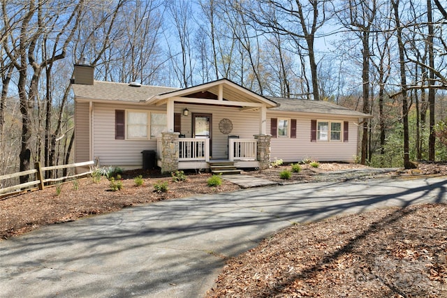 164 Waldsi Ct, Brevard, NC 28712 - view of front of property featuring covered porch, a chimney, and a shingled roof