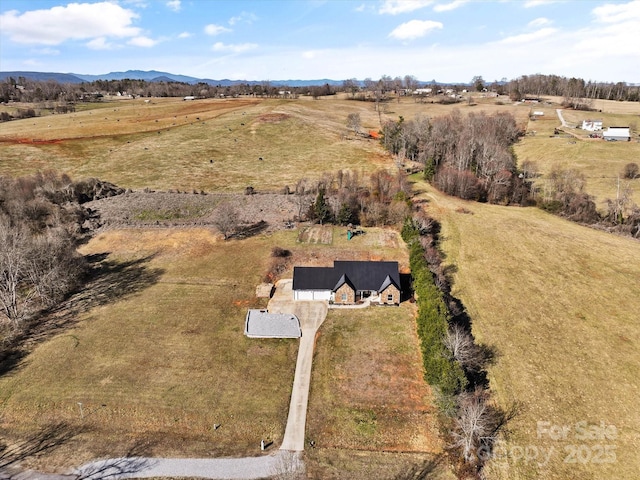 drone / aerial view with a rural view