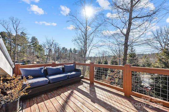 deck featuring an outdoor living space