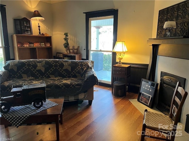 living room with wood finished floors