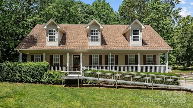 3039 Paraham Rd S, York, SC 29745 - new england style home with covered porch, a shingled roof, and a front yard