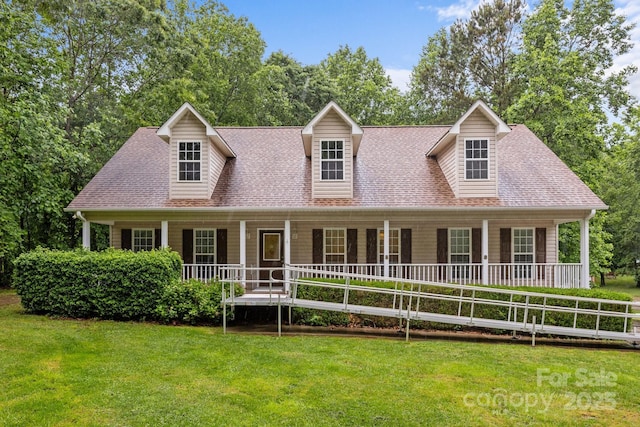3039 Paraham Rd S, York, SC 29745 - cape cod-style house with a porch, a front lawn, and roof with shingles