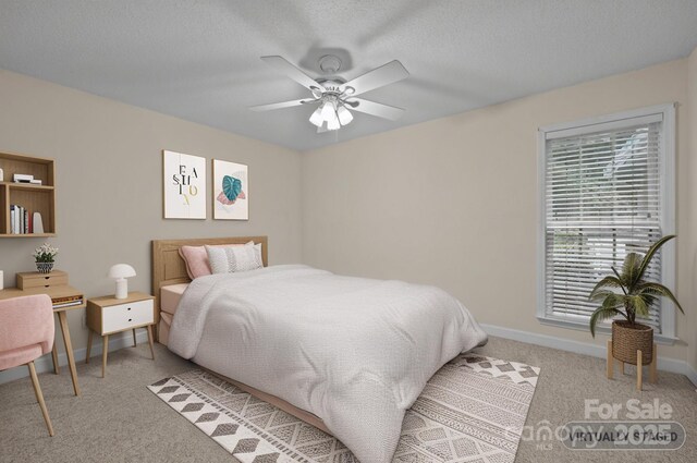3039 Paraham Rd S, York, SC 29745 - bedroom featuring light colored carpet, baseboards, a ceiling fan, and a textured ceiling
