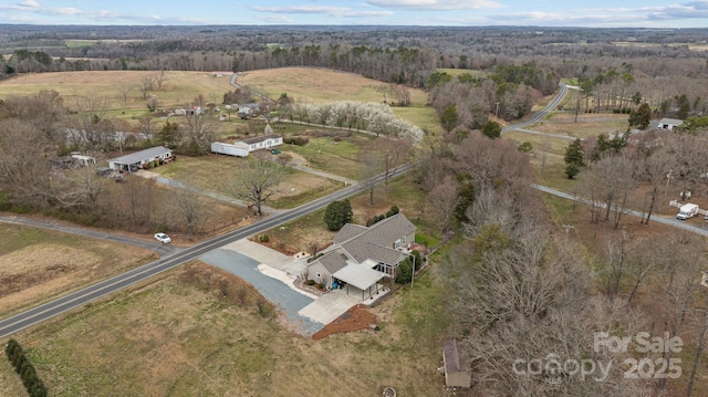 bird's eye view with a rural view