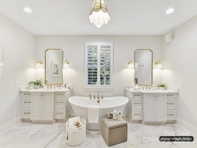 19419 Youngblood Rd W Unit 2, Charlotte, NC 28278 - full bathroom with a sink, baseboards, and marble finish floor