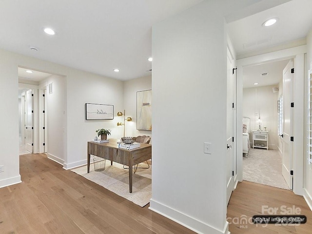 19419 Youngblood Rd W Unit 2, Charlotte, NC 28278 - corridor featuring recessed lighting, baseboards, visible vents, and light wood-style floors