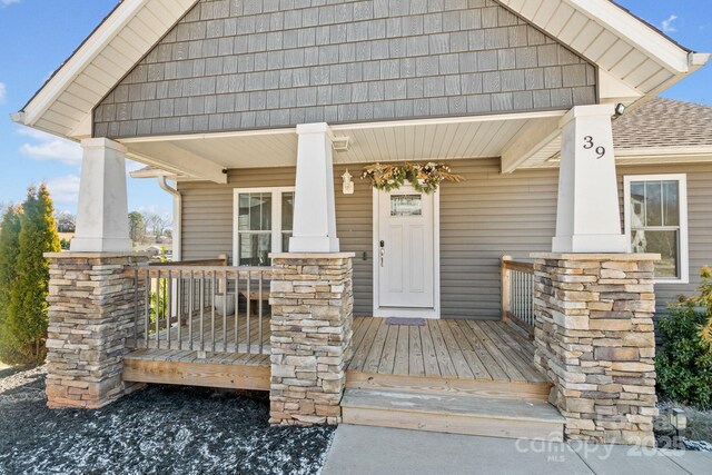exterior space featuring covered porch