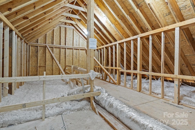 view of unfinished attic