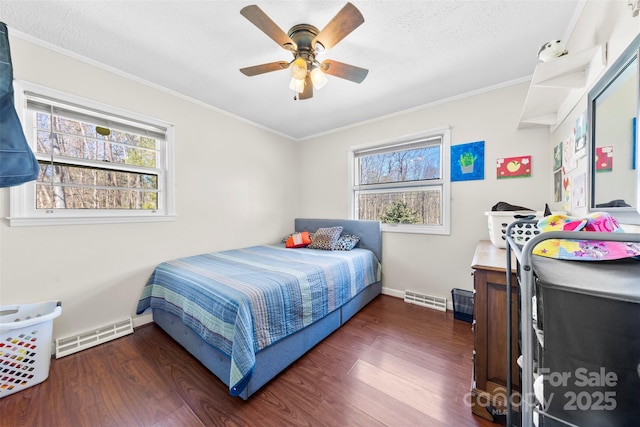 4937 Lebanon Dr Unit 1, Charlotte, NC 28273 - bedroom with wood finished floors, ornamental molding, ceiling fan, and a textured ceiling