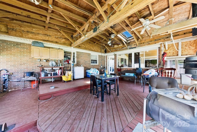 4937 Lebanon Dr Unit 1, Charlotte, NC 28273 - deck with a ceiling fan, outdoor dining area, and washer / clothes dryer