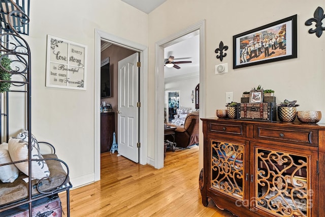 corridor with light wood-style floors