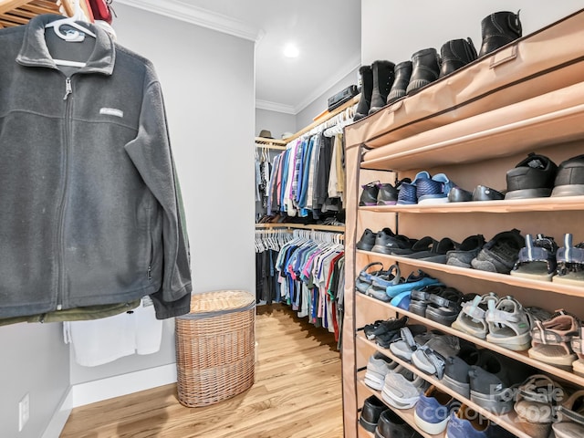 spacious closet featuring wood finished floors