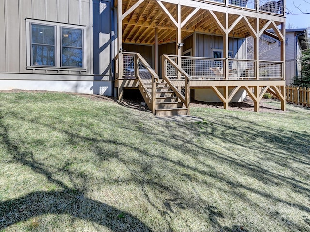 back of property featuring board and batten siding