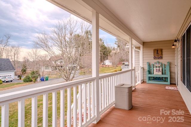 wooden deck with covered porch