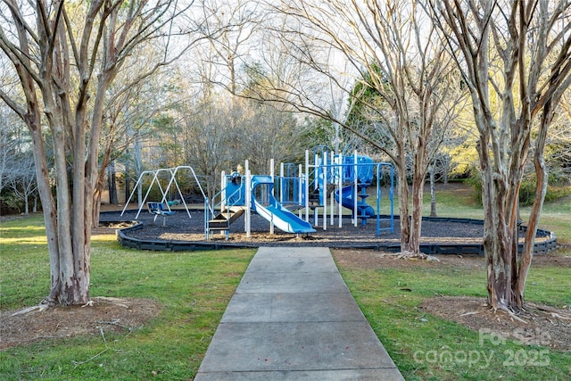 community playground with a lawn