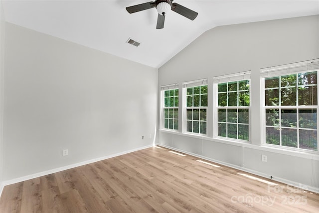329 Squirrel Ln, Clover, SC 29710 - empty room with lofted ceiling, ceiling fan, and wood finished floors