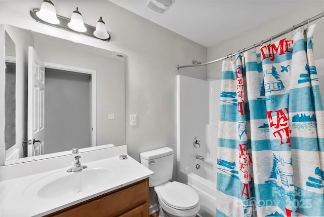 329 Squirrel Ln, Clover, SC 29710 - bathroom with vanity and shower / tub combo with curtain