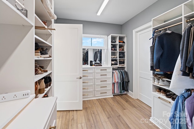 spacious closet with light wood finished floors