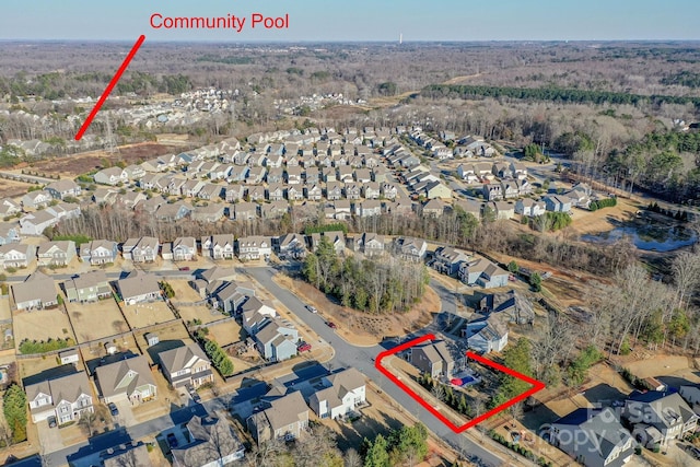 bird's eye view with a residential view