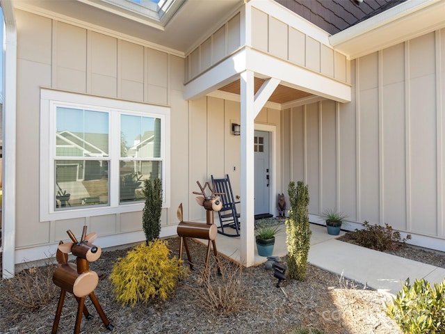 entrance to property with board and batten siding