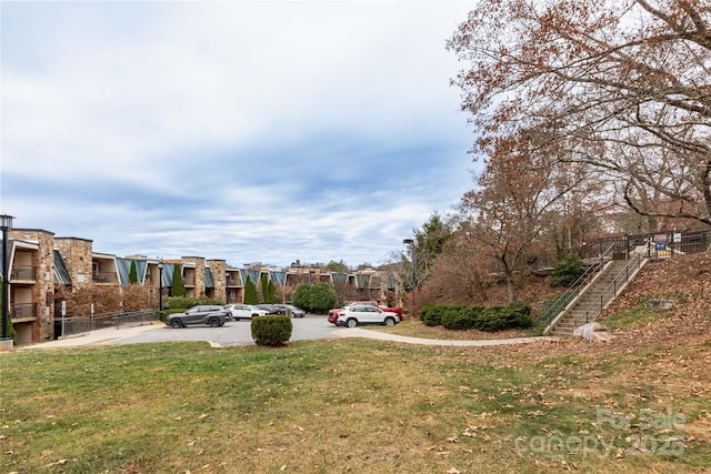 view of yard with stairs