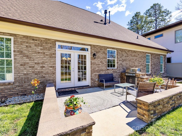 view of patio / terrace with french doors and grilling area