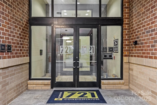 doorway to property with french doors